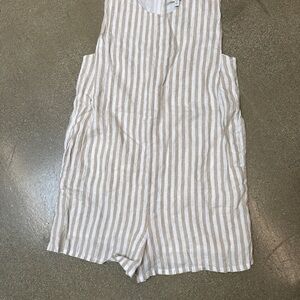 Banana Republic Beige and White Striped Romper